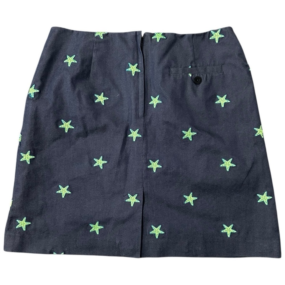 Lilly Pulitzer Vintage White Label 4 Navy Blue Green Starfish Embroidered Skirt - Picture 2 of 5